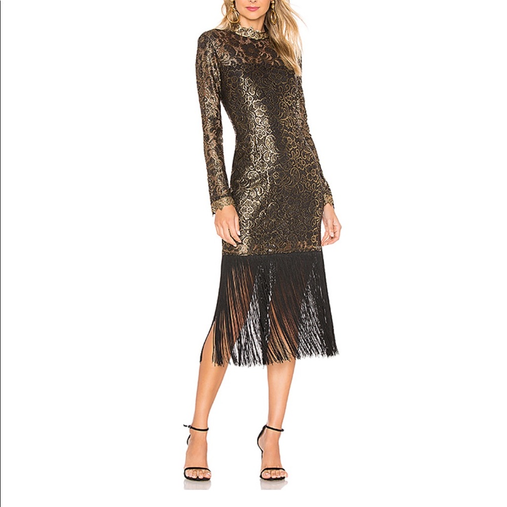 Rachel Zoe Black and gold midi dress!